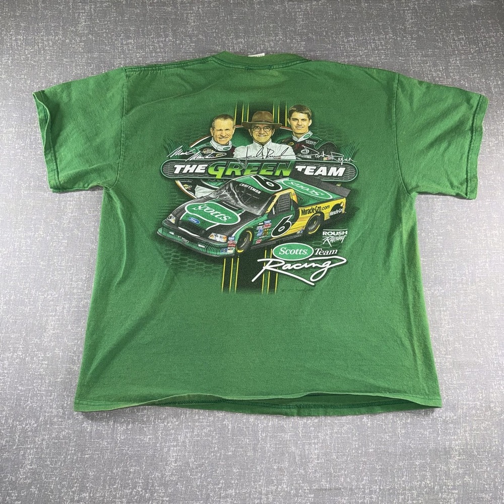 Mark Martin Shirt Mens Large Green NASCAR Team Caliber Scotts 6 Green Team Tee